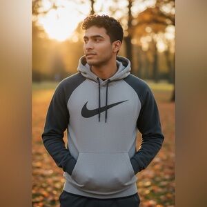 Nike Black and Gray Pullover Hoodie